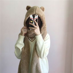 学生围帽女日系软妹lolita甜美毛绒绒保暖帽子可爱少女卡通围巾女