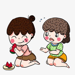吃西瓜的小女孩插画图片素材其他格式下载动漫人物大全